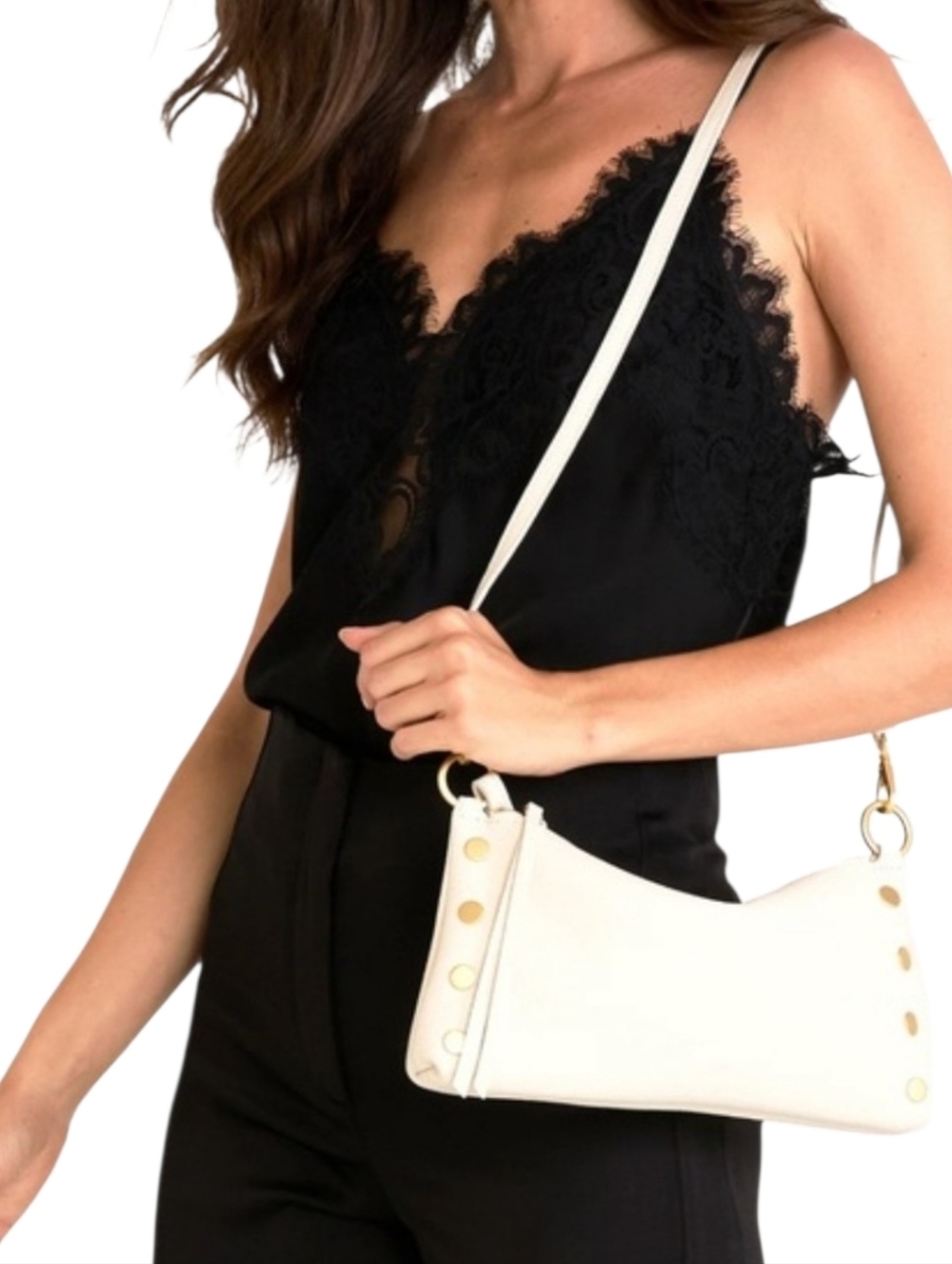 NWT Hammitt Kyle Sml Shoulder Crossbody Calla Lily White Leather Brushed Gold - Picture 7 of 11